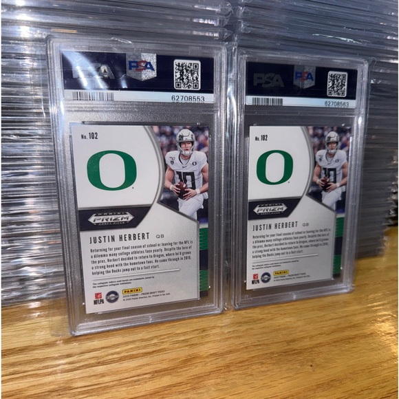 (2) 2020 Panini Prizm Justin Herbert RC DP Chargers PSA 10 Gem Mint Graded LOT 2 - Picture 3 of 3